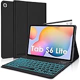 IVEOPPE Tastatur Hülle für Samsung Galaxy Tab S6 Lite 10.4 2022/2020 (SM-P610/P613/P615/P619), QWERTZ Beleuchtete abnehmbare Bluetooth Tastatur mit hülle für Samsung Tab S6 Lite 10,4 Zoll, Schwarz