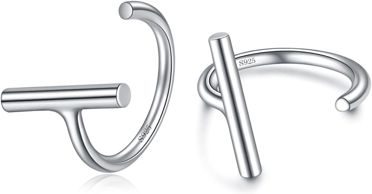 CHIC & ARTSY 925 Sterling Silver Half Hoop Earrings for Women, Small Huggie Hoops Set with Ball Bar Star Moon Cross & Pearl, Lightweight Comfort Fit Everyday & Sleep Earrings