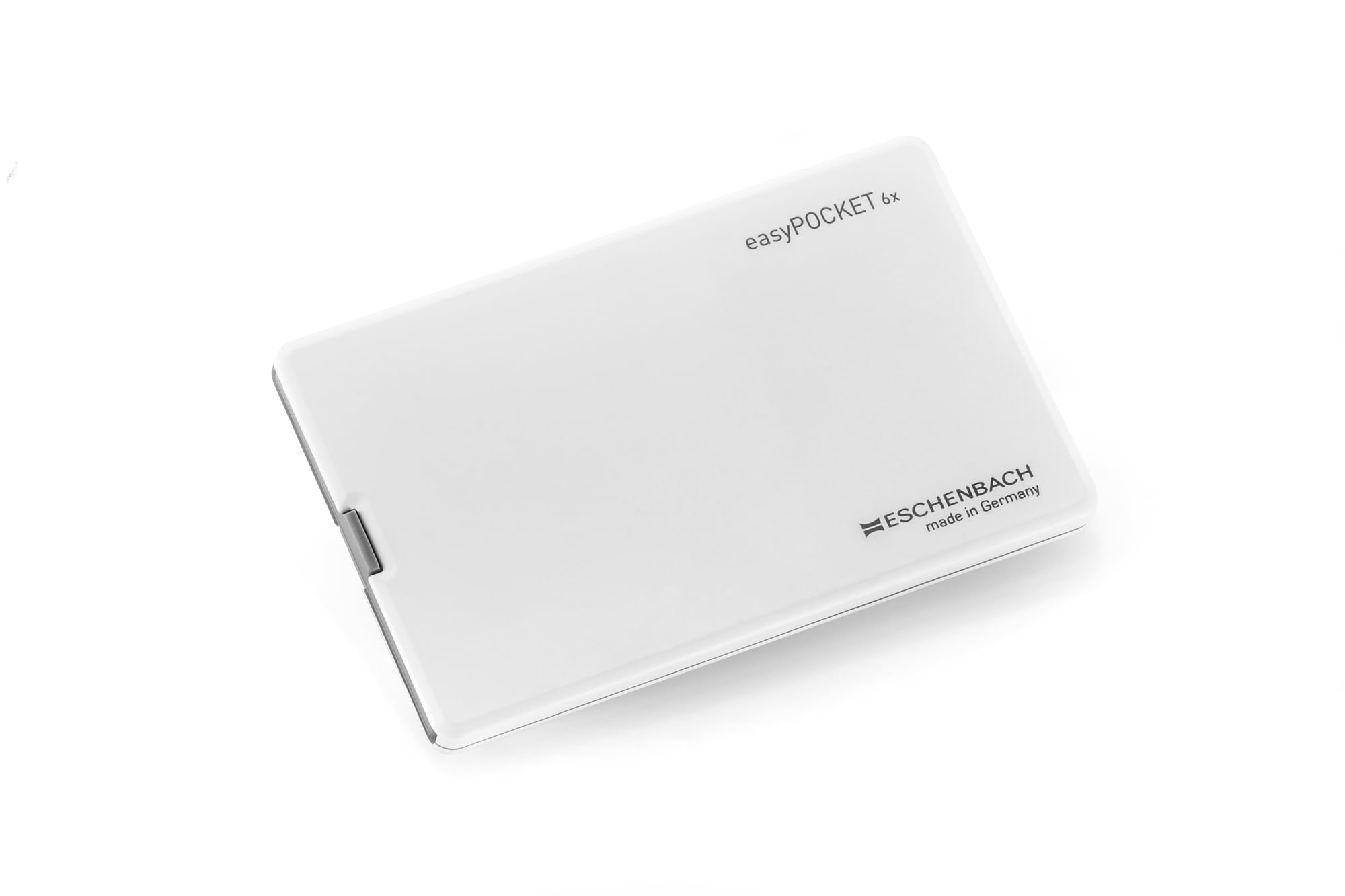 Eschenbach 152133 - Iluminada Lupa de Bolsillo, Iluminación y ampliación en un Formato de Tarjeta de crédito, Dioptría: 24, Color: Blanco, Aumento: 6X