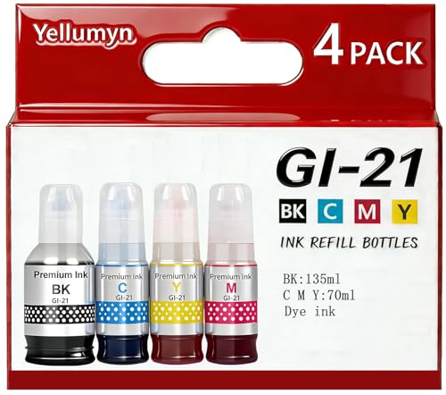 Botellas de tinta GI21 compatibles con Canon 21 GI 21 GI21 G3270 G3260 Juego de botellas de recambio de tinta compatibles con Canon MegaTank G3270 G3260 G3290 G3272 G4280 G4270 G2270 G2260 G1222 0 G12