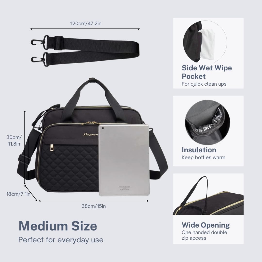 LEQUEEN Baby Changing Bag, Crossbody Nappy Bag, Diaper Satchel for Mums and Dads