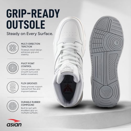 Image of ASIAN Mojo-54 Men's High-Top Sneakers | Stylish High Neck Casual Shoes with Cushioned Comfort, Durable Build & Grip Sole