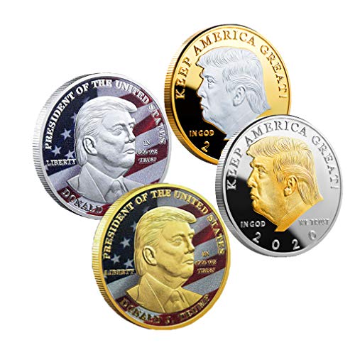 4 Pcs 2020 Trump Coin Keep America Great Challenge Coin - American Eagle Commemorative Coin 41mm Stunning Proof Coin Re-Election Gift Edition Series (4 PCS)
