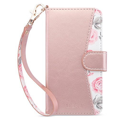 ULAK Funda iPhone 6S Plus, Funda iPhone 6 Plus, Funda de Cuero Premium PU con portacartero Kickstand Funda Strapproof a Prueba de Golpes para Apple iPhone 6 Plus / 6s Plus 5,5 Pulgadas, Rosa Dorada