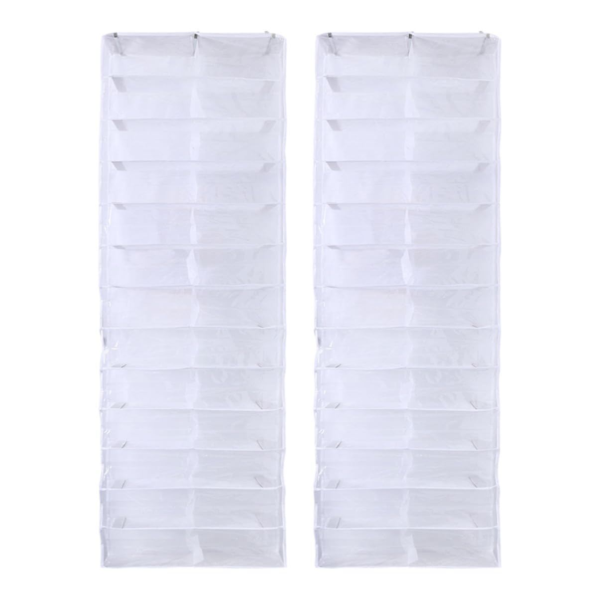 Organizador de Zapatos Colgador 26 Bolsillos 2 Piezas Blanco, Pvc, Tela No Tejida y Metal, Gran Capacidad y Ahorro de Espacio para Colgar Puerta para Zapatos y Zapatillas
