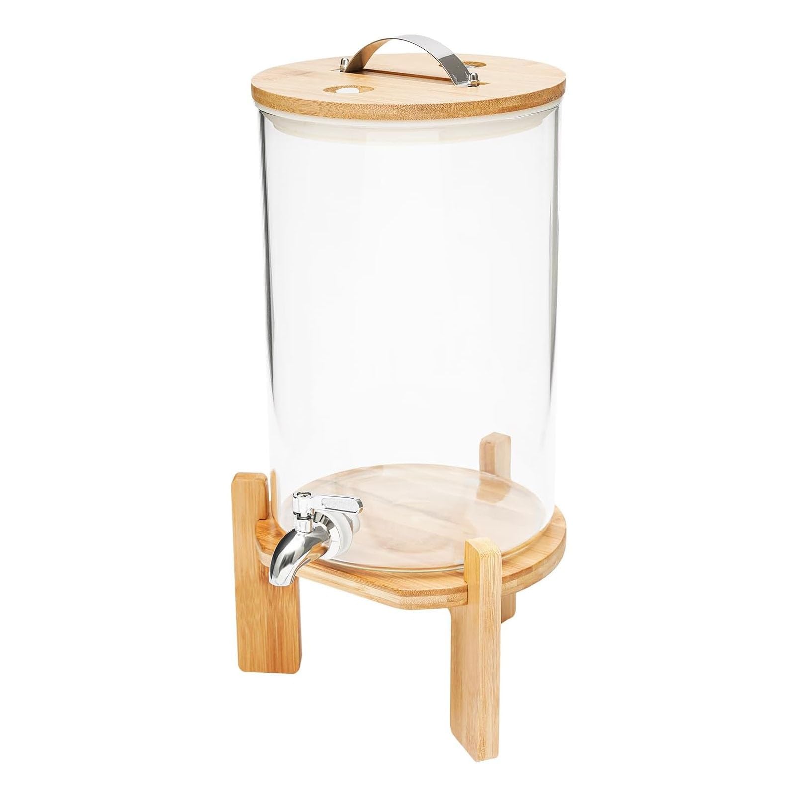 IUYytEW Beverage Dispenser With Spigot - Airtight Juice Dispenser With Bamboo Stand - Perfect For Parties, Bars, Restaurants, And Events - Stylish Drink Server