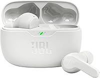 JBL Vibe Beam True Wireless Earbuds: Deep Bass, Bluetooth 5.2, IP54 Water/Dust Resistant, 32H Battery, VoiceAware Calls - White