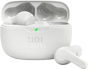 JBL Vibe Beam - True Wireless JBL Deep Bass Sound Earbuds, Bluetooth 5.2, Water & Dust Resistant, Hands-free call with VoiceAware, Up to 32 hours of battery life (White) asin的图片