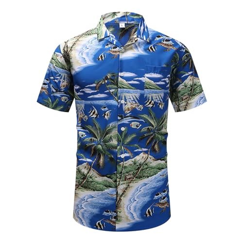 Camisas Hawaianas,Camisa hawaiana de manga corta para hombre con estampado floral tropical ideal vacaciones veraniegas ocio playa cuello abierto botones tela ligera cierre frontal diseño casual