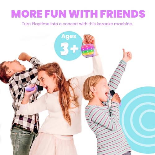 Kinder Karaoke Maschine, Neueste Karaoke Mikrofon Kinder, Geschenke für Mädchen Jungs,Mini Bluetooth Lautsprecher Geschenk Mädchen Stimmverzerrer-Spielzeug Spielzeug für 3 4 5 6 7 8 9 10+(lila)
