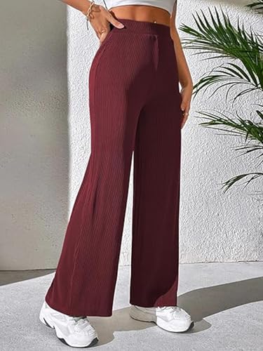 Image of Prenuem Women's High Waist Flared Korean Trousers, Trendy Casual Wear for Daily & Travel Use (Available in Plus Size)