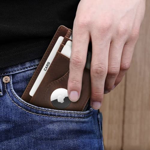 Leather Wallet and Holder for AirTag Wallet Slim Card Holder - Minimalist Wallet for Men and Women2