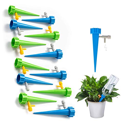 Jessey Plant Watering Devices, Plant Self Watering Irrigation Spikes System, Automatic Plant Waterer, Irrigation Drippers with Slow Release Control Valve Switch(12 PCS)