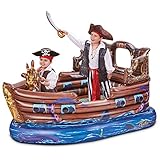 Bixbee Inflatable Pirate Ship Playhouse, Indoor Toddler Playhouse for Kids 3+, Sleepover Mattress &...