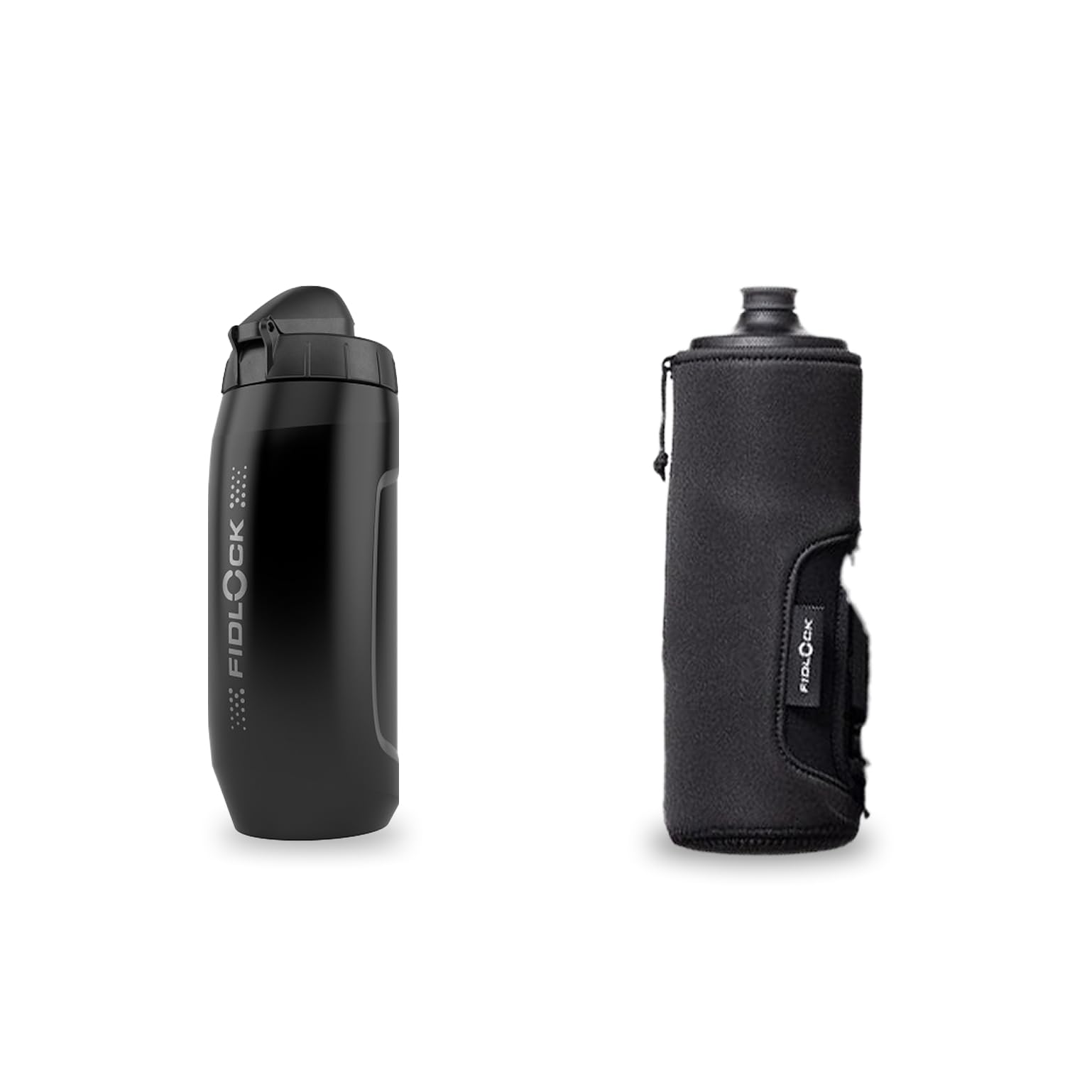 Fidlock TWIST Bottle 590 + Bike Base + Thermo Sleeve – 590 ml Fahrrad Trinkflasche mit magnet-mechanischem Flaschenhaltersystem, inkl. Halterung, BPA-frei & spülmaschinengeeignet, Farbe black