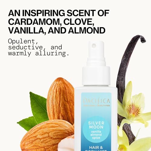 Image of Pacifica Hair Perfume & Body Fragrance Spray Mist - Silver Moon with Vanilla, Almond & Spice - Alcohol-Free, Vegan & Cruelty-Free, 6.5 oz