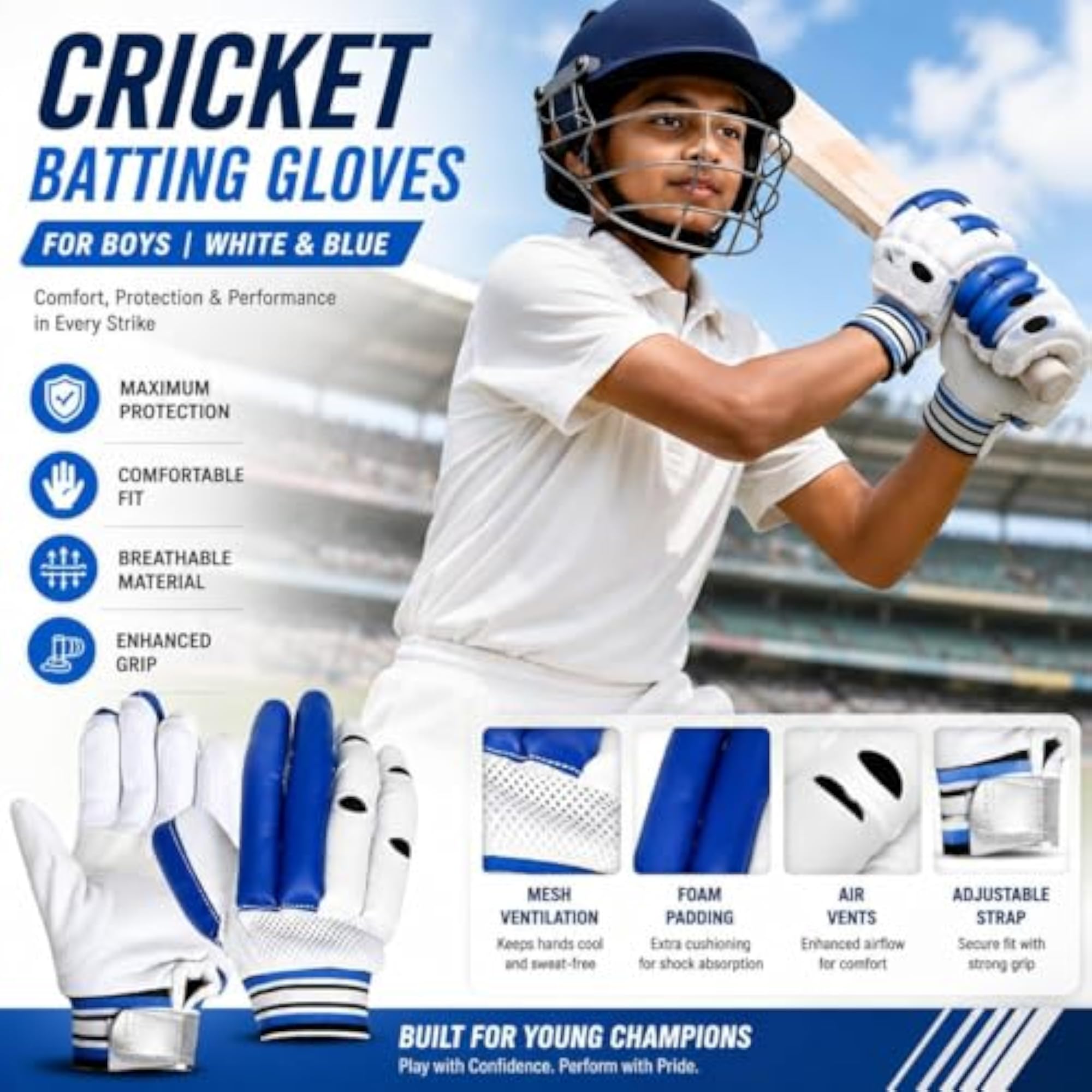Right-Handed Lightweight PVC Batting Glove for Beginners