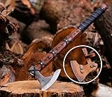 Al-Salah-Craft Viking Axe Ragnar Lothbrok Handmade Hatchet Hunting Axe Carbon Steel Blade with Leather Sheath | Great for Camping Themed Gifts for Men