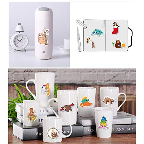 50 Pcs Sloth Stickers| Sloth Waterproof Vinyl Stickers for Water Bottles Bicycle Laptop Refrigerator Luggage Computer Mobile Phone Skateboard Bike Decals