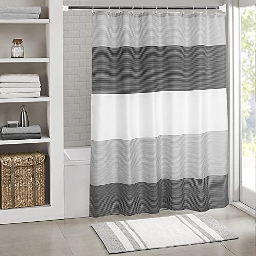 シャワーかーてん 防水 防カビ バスカーテン おしゃれ 浴室 カーテン お風呂カーテン 洗面所 速乾性 ライトグレー ブラック120 x 180 cm