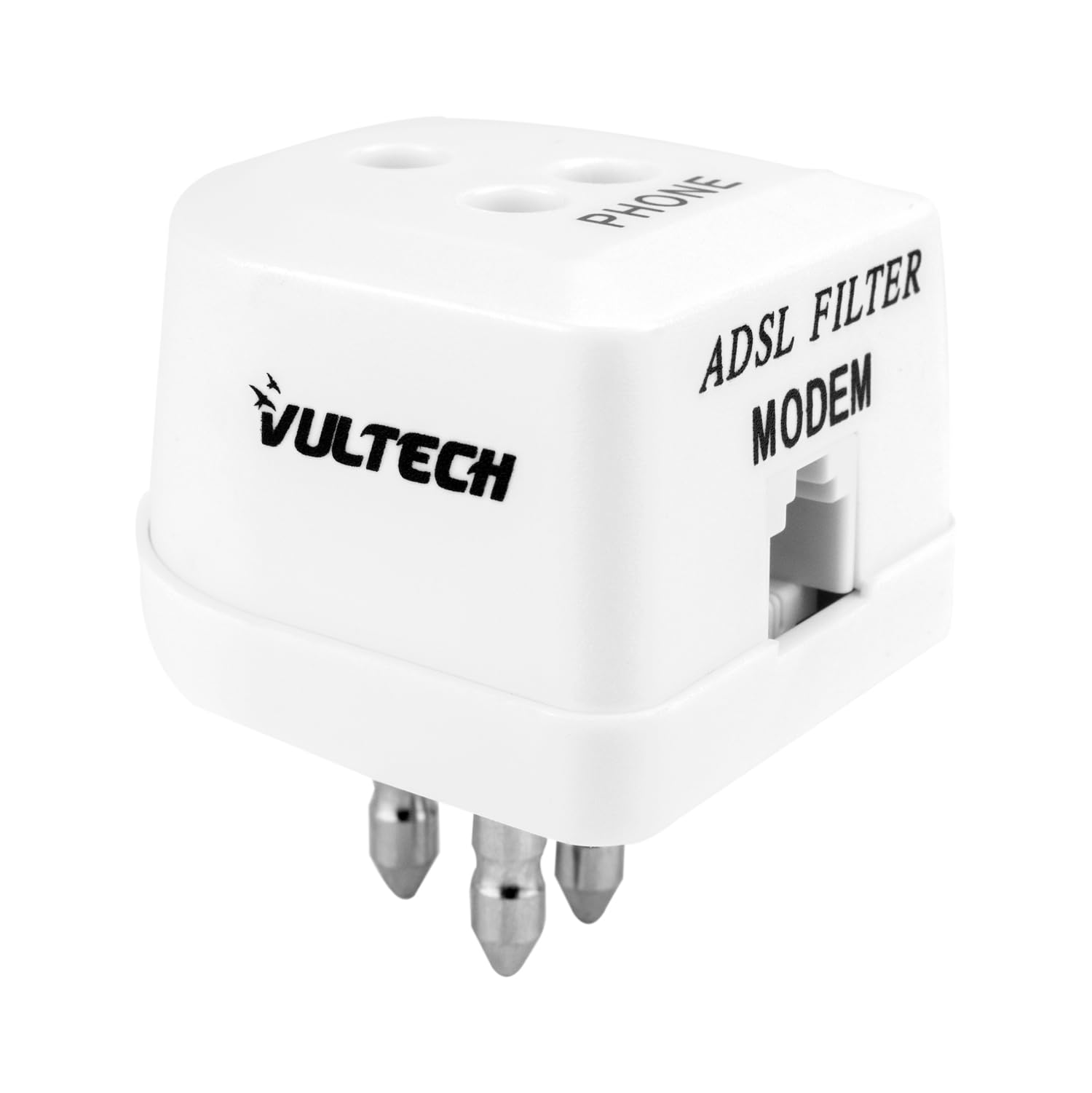 VulTech SN20312 Filtro ADSL Tripolare RJ11 | Adattatore per Modem ADSL/VDSL, Router e Telefono Fisso | Elimina Rumori e Interferenze sulla Linea Vocale