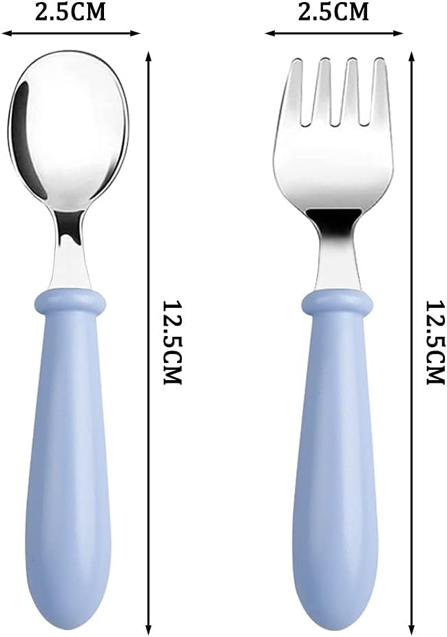 6 Pieces Toddler Utensils Stainless Steel Forks and Spoons Kids Silverware Children's Flatware Kids Cutlery Set with Round Handle for LunchBox, 3 x Safe Forks,3 x Children Spoons : Baby