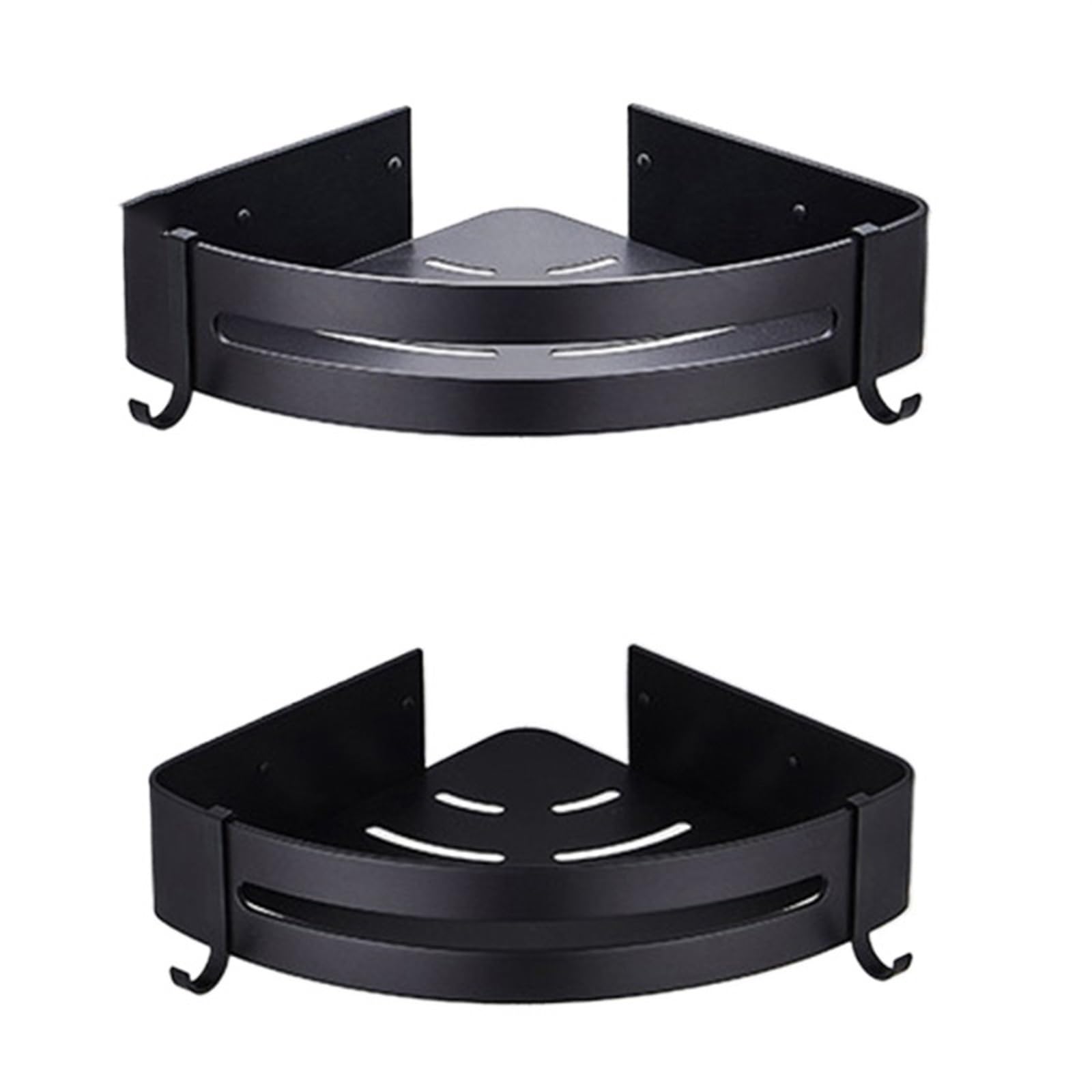 DHYUACN Shower Caddy Bathroom Shelf Organizer Shower Storage Rack Black Corner Shelves Wall Mounted Aluminum Toilet Shampoo Holder No Drill(Black-A-2 tiers)
