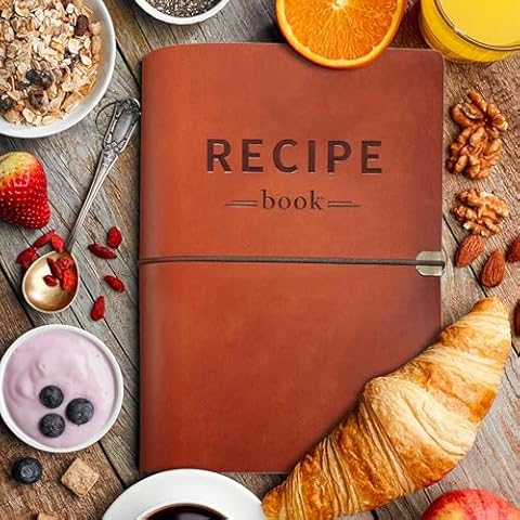 XXINMOH Leather Recipe Book With Index Pages & Templates, The Perfect Recipe Note Book To Write In Your Own Recipes - Simplified Blank Cookbook to Organize Your Recipes (Waterproof Cover) Cover