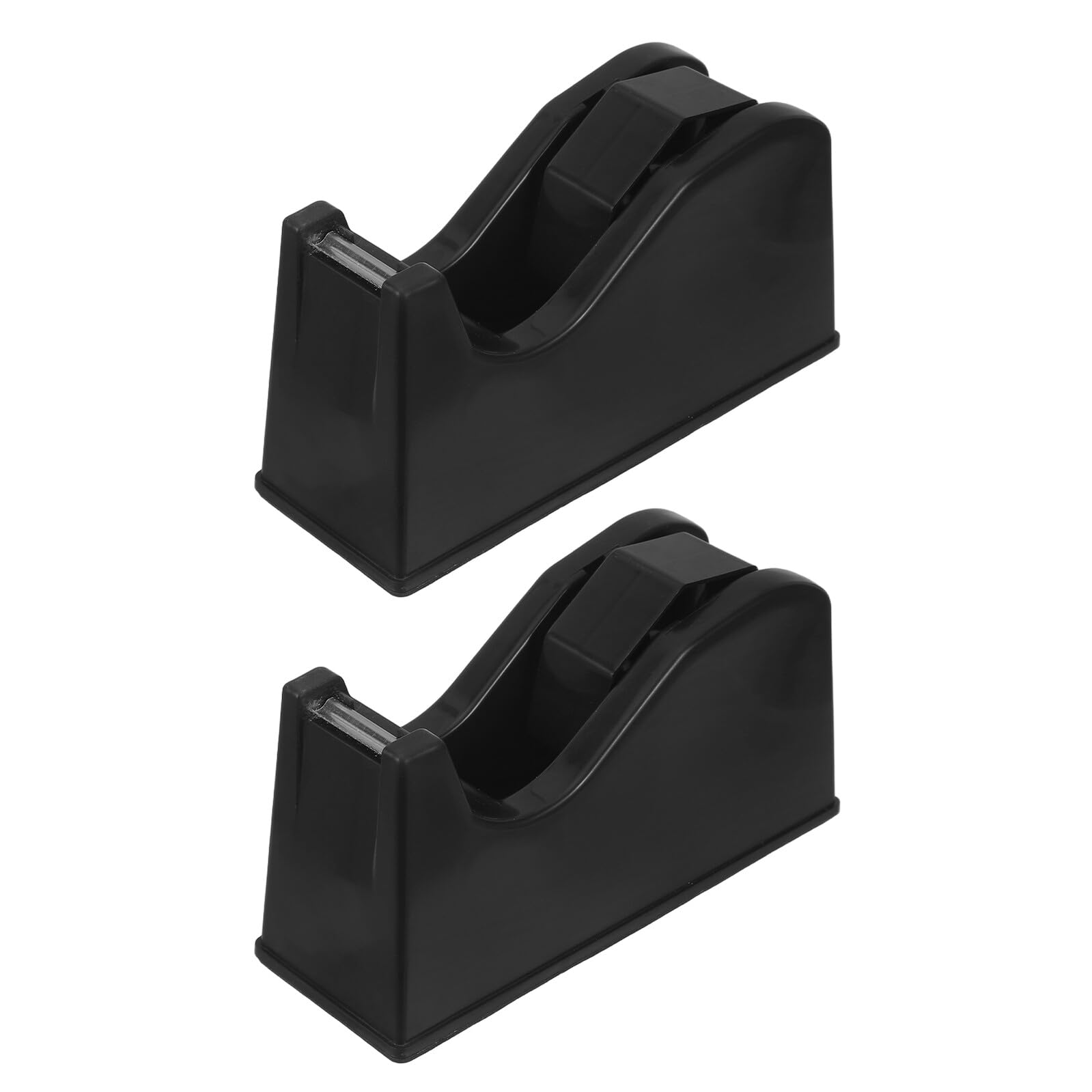 HEALLILY 2 Pezzi Dispenser Supporto Doppio Nero per Nastro Adesivo con Base Antiscivolo Piccoli e Grandi per Scuola e Ufficio
