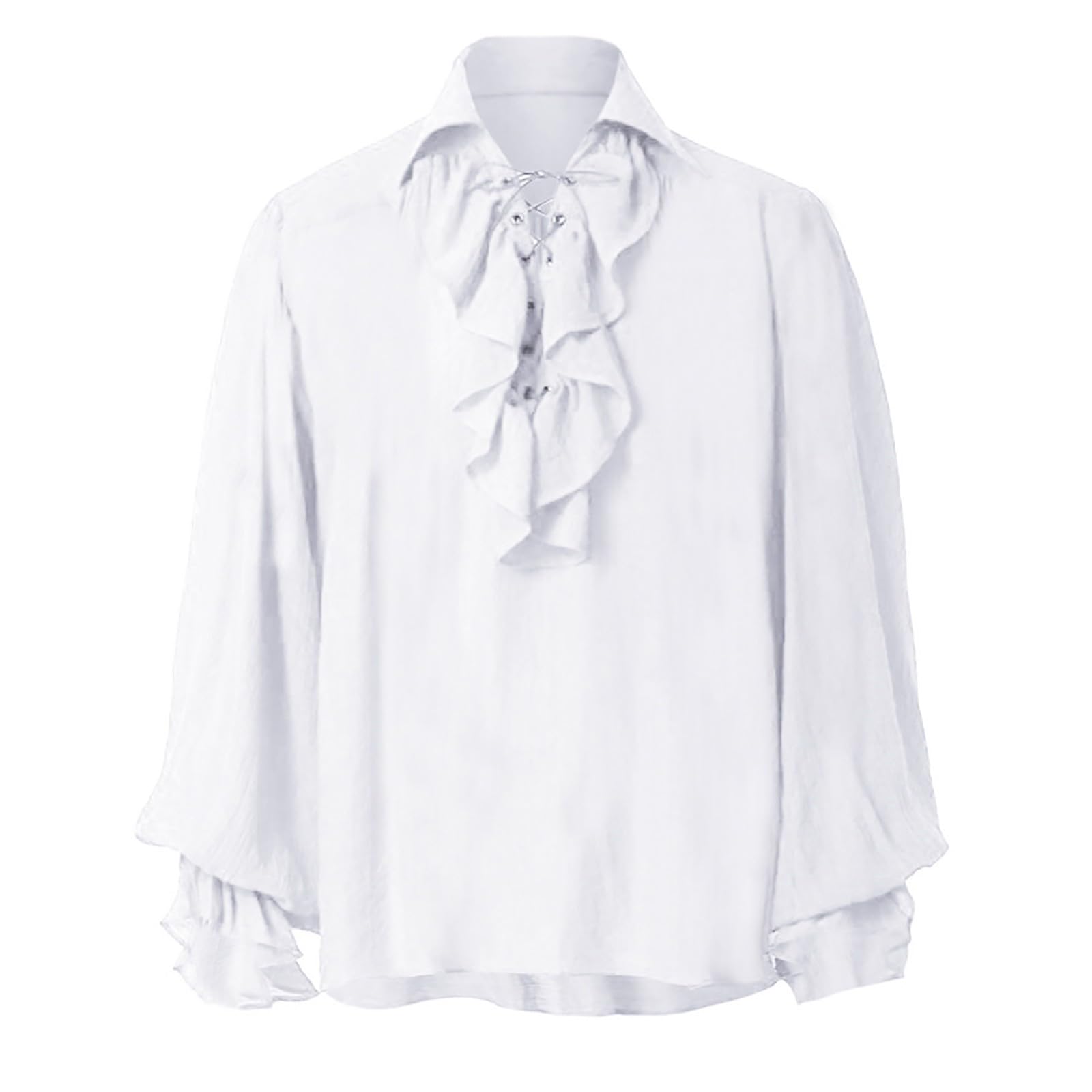 Men's Renaissance Pirate Ruffled Frilly Shirts Jabot Collar Victorian Medieval Costume, Mens Long Sleeve Shirts Retro Style Casual Shirt Vintage Medieval Shirt Pirate Shirt