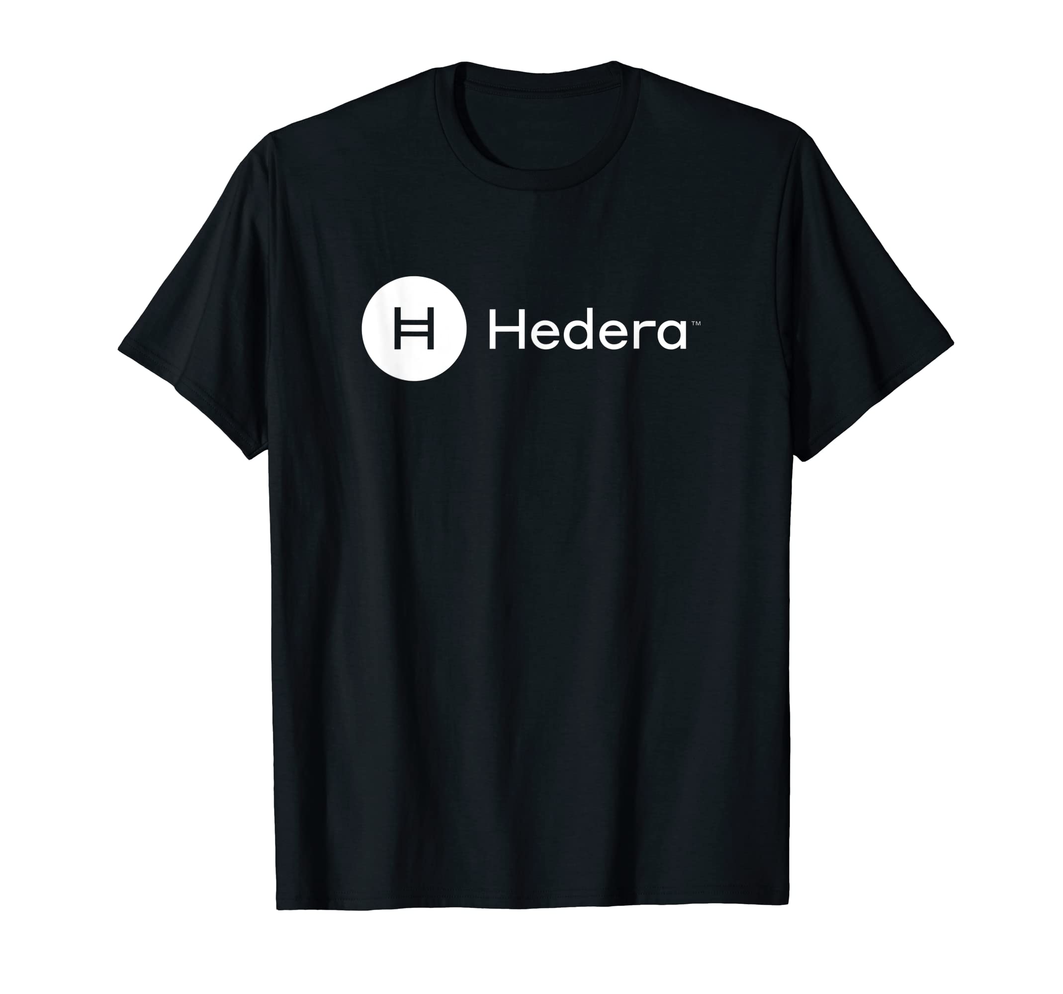 Hedera Blockchain Shirt Co Hedera Crypto T-Shirt Unisex-Adults Black Small Classic Fit Short Sleeve Modern Collarless Crew Neck T-Shirt