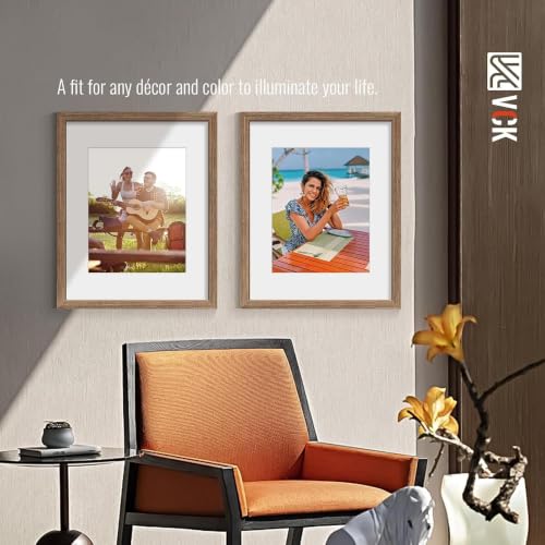 Image of VCK 16x20 Picture Frames 5 Pack, Walnut Wood, 11x14 Mat, Glass, for Artwork
