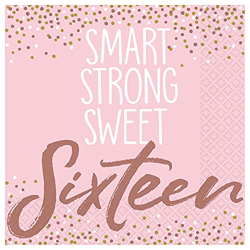 Premium Pink Sixteen Blush Beverage Napkins - 5