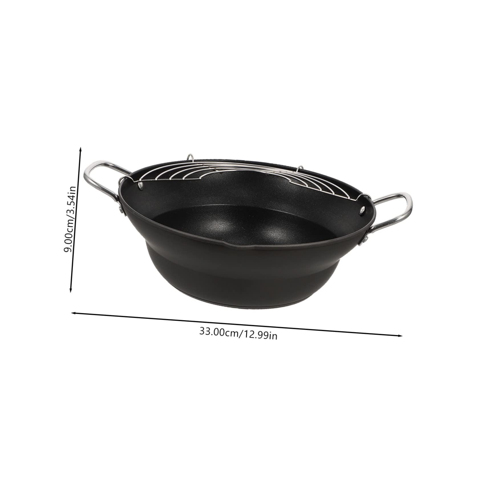 HAKIDZEL Japanese Frying Pot Mini Deep Fryer Non-stick Coating Drainable Electric Hard Anodized