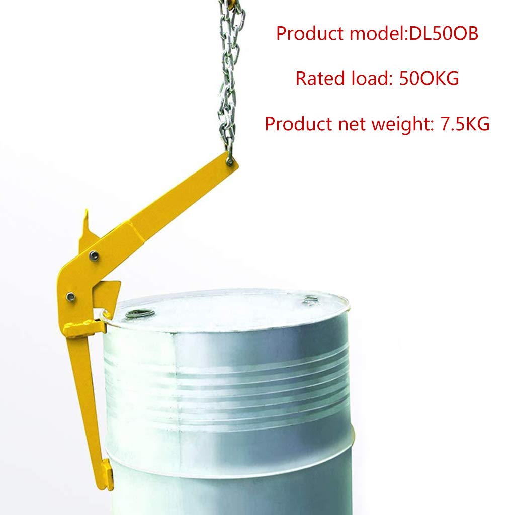 Hochleistungs-Fassklemme aus legiertem Stahl, vertikaler Fasshebehaken, Ölfass-Hebespreizer for 30-55-Gallonen-Fässer, 1000 lb Kapazität(B)