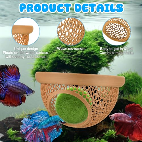 Image of Floating Betta Hide & Shrimp Cave - 3D Printed Aquarium Hammock, Feeder & Rest Spot - Floating Betta Log & Cave Decor for Nano Tanks, Corydoras, Shrimp & Small Fish - Safe PLA, Patent Pending