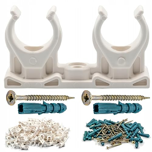 Doble abrazadera para tubo   50 piezas, abrazaderas para tubo, tornillos incluidos Ø16 18 mm