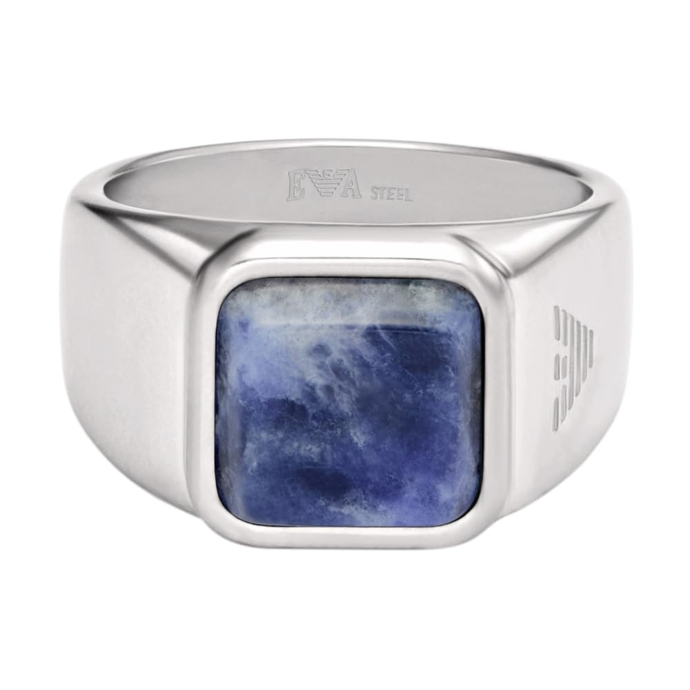 Emporio Armani Uomo Anello in acciaio inossidabile color argento, EGS332504010