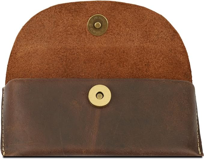 CestAntiQ Leather Sunglasses Case Genuine Leather Eyeglass Case Soft Glasses Pouch Reading Glasses Case for Men & Women