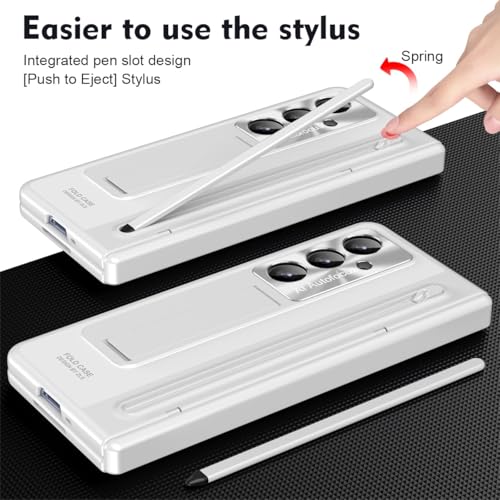 Coque Samsung Z Fold 7 blanche avec protège-écran et stylo S intégré