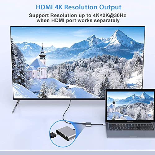 Image of USB HUB USB C to HDMI VGA Adapter, 2 in 1 USB Type C Thunderbolt 3 to HDMI & VGA Cable for MacBook Pro 2020 /2019 /2018 /Dell XPS 13 /Samsung S8 /S9 /Huawei mate30 and More (USB C to 2 in 1 HUB)