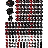 Toulite 150個 キッズ ウィンターハット スカーフ グローブ セット ニット ビーニーハット ネック スカーフ ウォーマー グローブ バルク 男の子 女の子 ホームレスギフト, ブラック、グレー、レッド、コーヒー, One Size