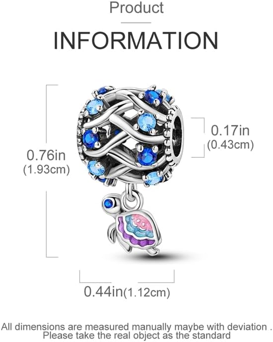 CYCUFF 925 Sterling Silver Charms Suitable for Bracelets Charms Beads, Charm Necklaces Jewellery Gift for Women Family Friends (Sea Wave Turtle Beads) - Image 4