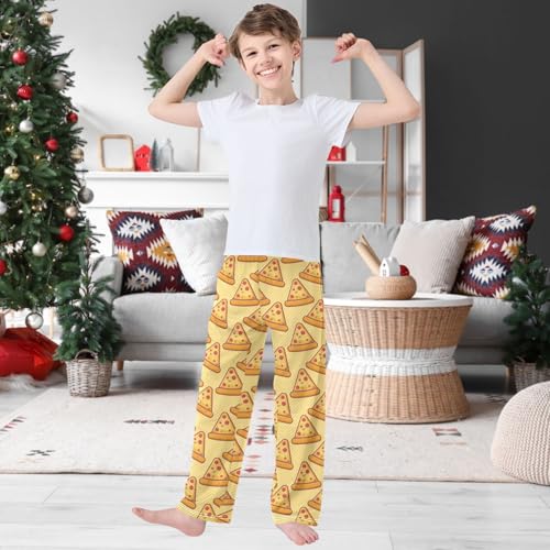 Boy's Pants Yellow Pizza Slices Jogger Pants Elastic Waist Long Bottoms Trousers with Pockets 6-14 Years2