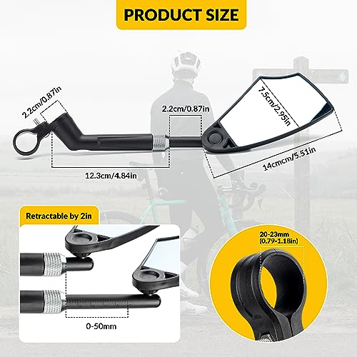 ROCKBROS Bicycle Mirror 360°Rotatable and Foldable Bicycle Rear View Mirror for MTB Racing Bikes, E-bikes, Electric Scooters - Image 2