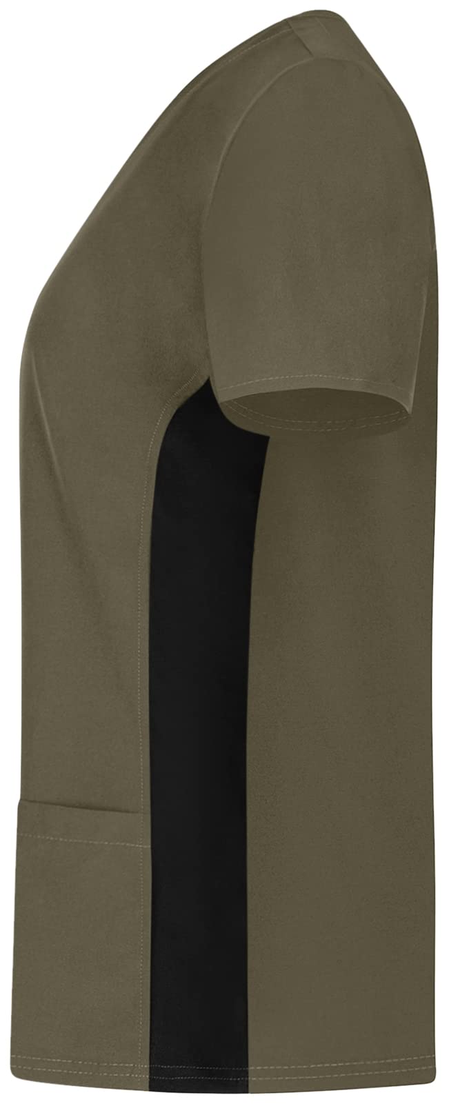 Minty Mint Women's V Neck Stretch Medical Scrub Top w Side Panels Olive M