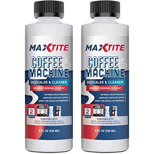 Descaler (2 Pack, 2 Uses Per Bottle) - Made in the USA - Universal Descaling Solution for Keurig, Nespresso, Delonghi and All Single Use Coffee and Espresso Machines