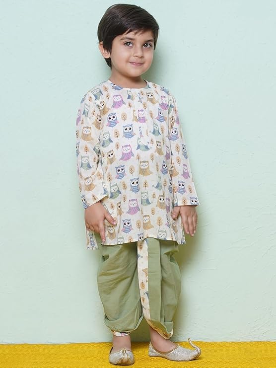 Image of AJ DEZINES Kids Ethnic Wear Pure Cotton Dhoti Kurta Set For Boys