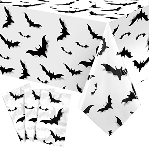 Tiamon 3 Pcs Halloween Tablecloth Bats Table Cloths Rectangle Sca...