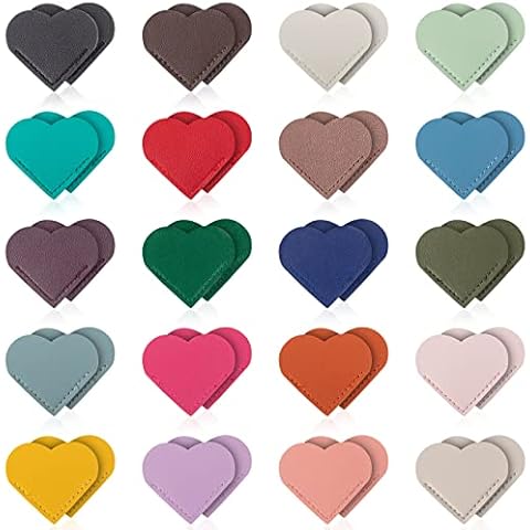 40 Pcs Leather Heart Bookmark Cover